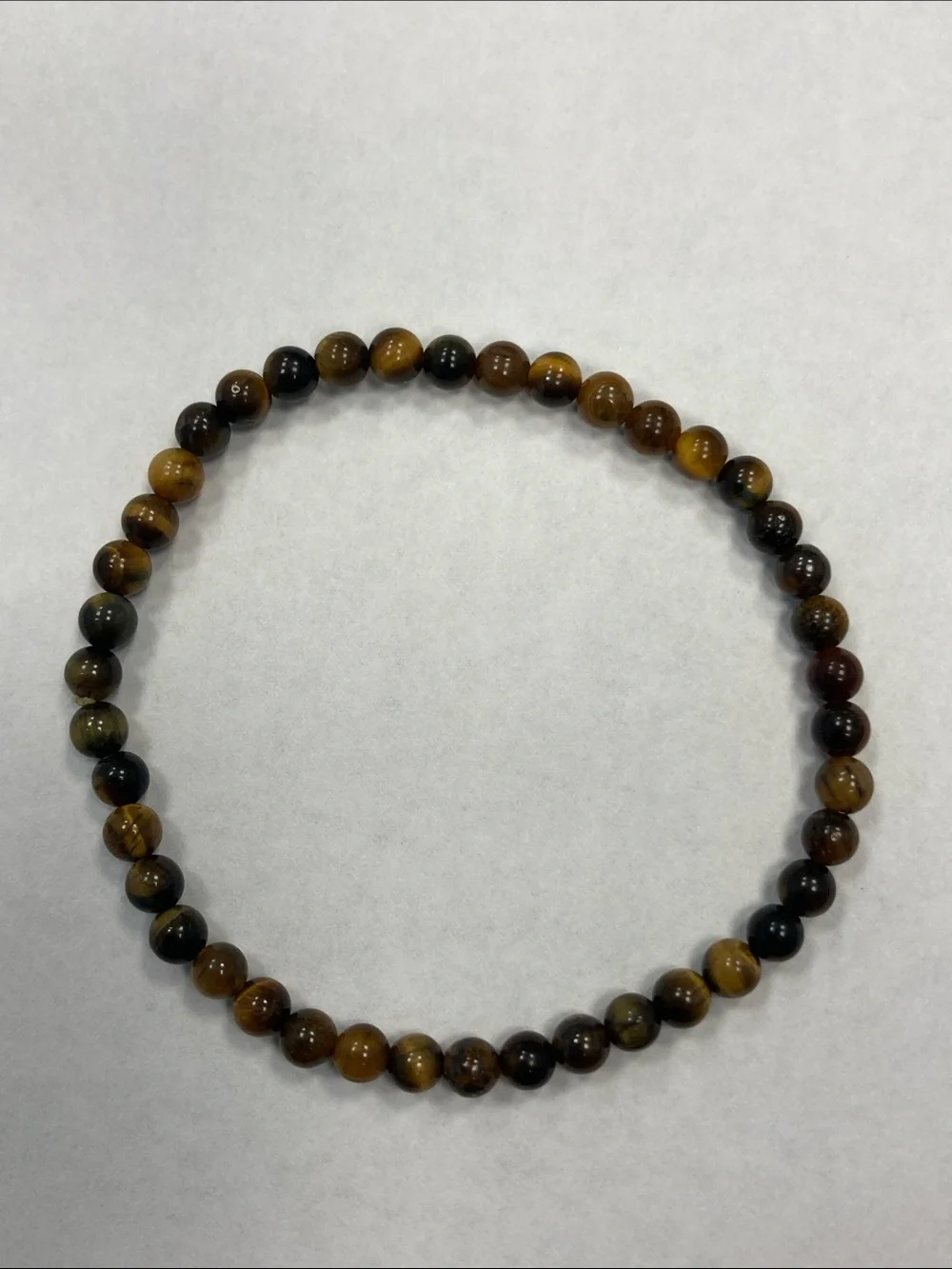 Natural Tiger Eye Bead Stretch Bracelet - Brown